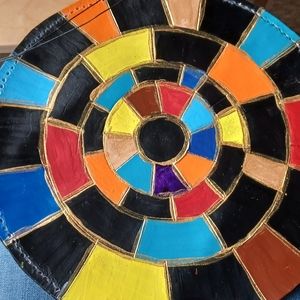 Handmade Round Art Deco Crossbody Handbag